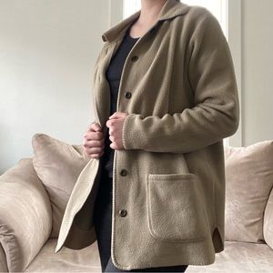 LL Bean Vintage Brown Fleece Teddy Jacket Women’s Size L